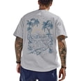 thumbnail image 4 of Mens Graphic T-shirts Short Sleeve Crewneck Tee Beach Vacation Print Loose Summer Beachwear Top Light Gray S, 4 of 7