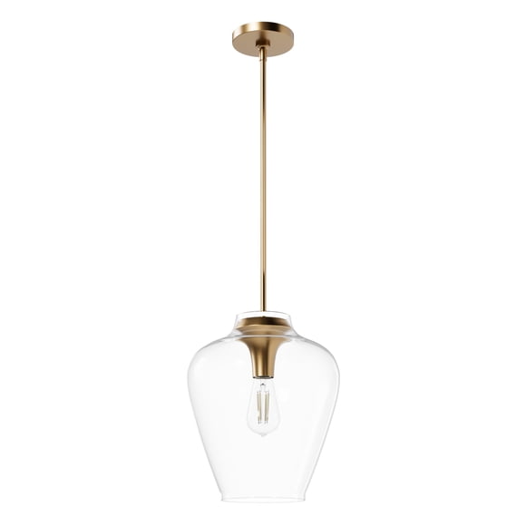Hunter - Vidria 1-light Alturas Gold, Medium Size Pendant Light, Dimmable, Formal Style, Bell Shaped, for Bedrooms, Dining, Living Rooms - 45234