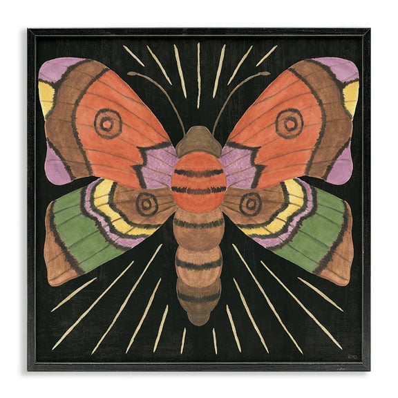 Stupell Industries Spooky Chic Moth Animals Painting Black Framed Art Print Wall Art, 12 x 12