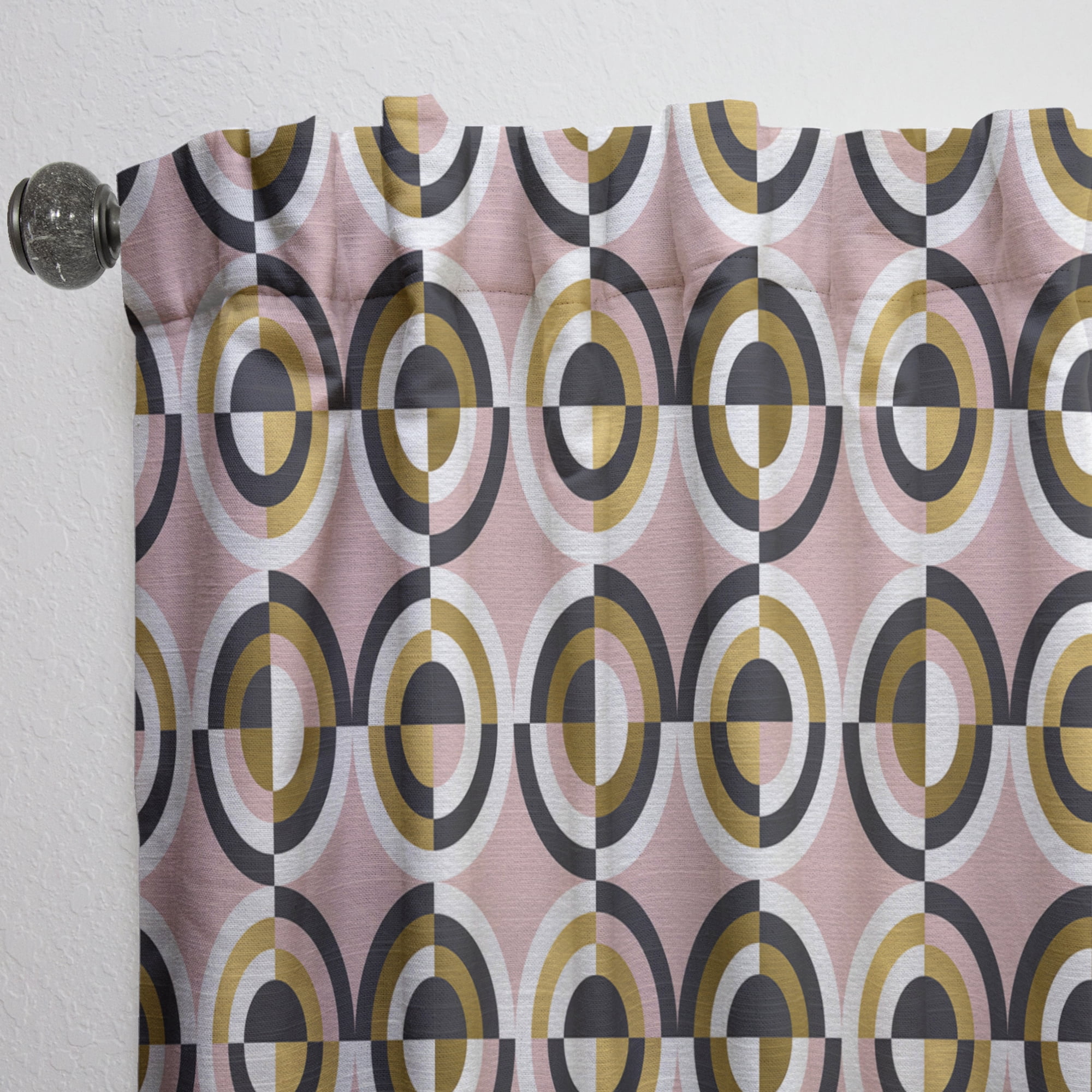 Designart 'Abstract Geometric Circular Retro Pattern I' Mid-Century Modern Curtain Panel