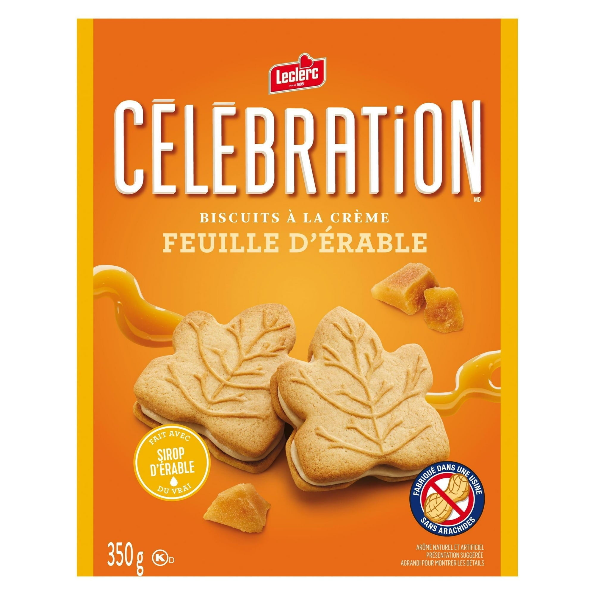 Leclerc Celebration Maple Leaf Creme Cookies, 350g/12.3 oz
