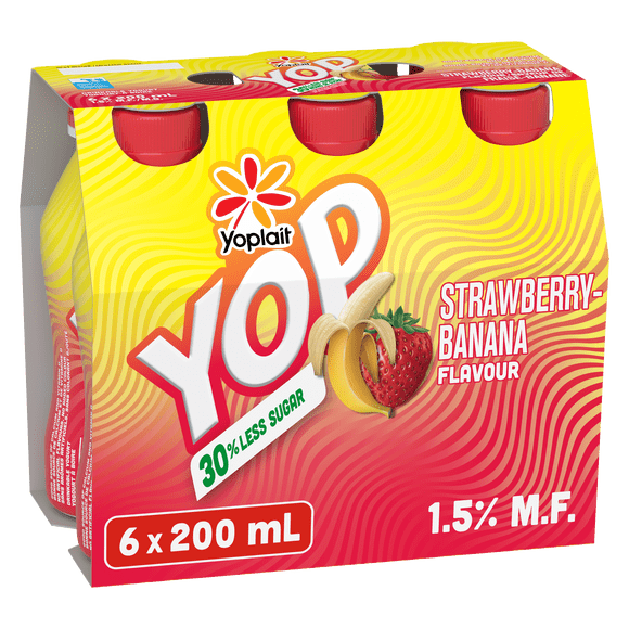 Yoplait YOP Strawberry Banana, Yogurt Drink, 6x200 ml