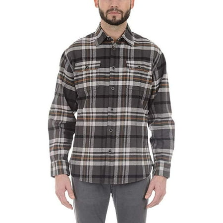 - Jachs Men’s Brawny Flannel Shirt (XXL, Grey/Black/Brown) - NEW