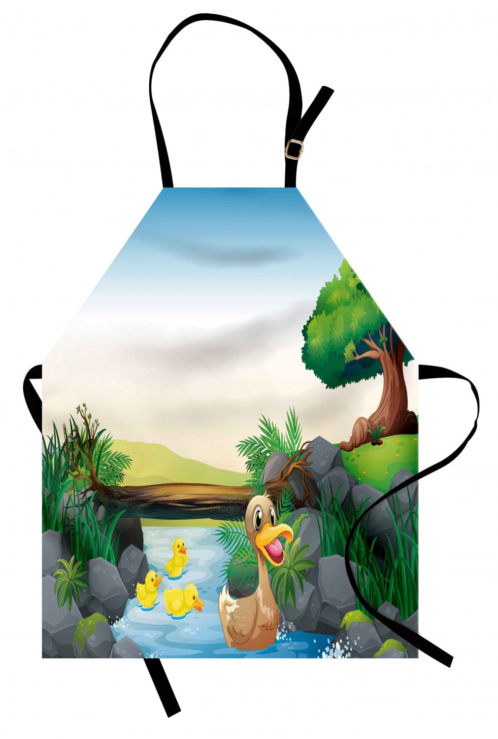 Rubber Duck Apron Cartoon Mother and Ducklings River Kids Fun Farm