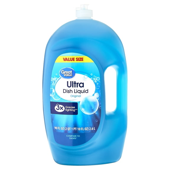 Great Value Ultra Original Dish Liquid, 90 fl oz