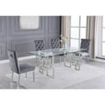 thumbnail image 3 of 94" Glass Dining Table with Clear Tempered Glass Top and Silver Stainless Steel, 3 of 3