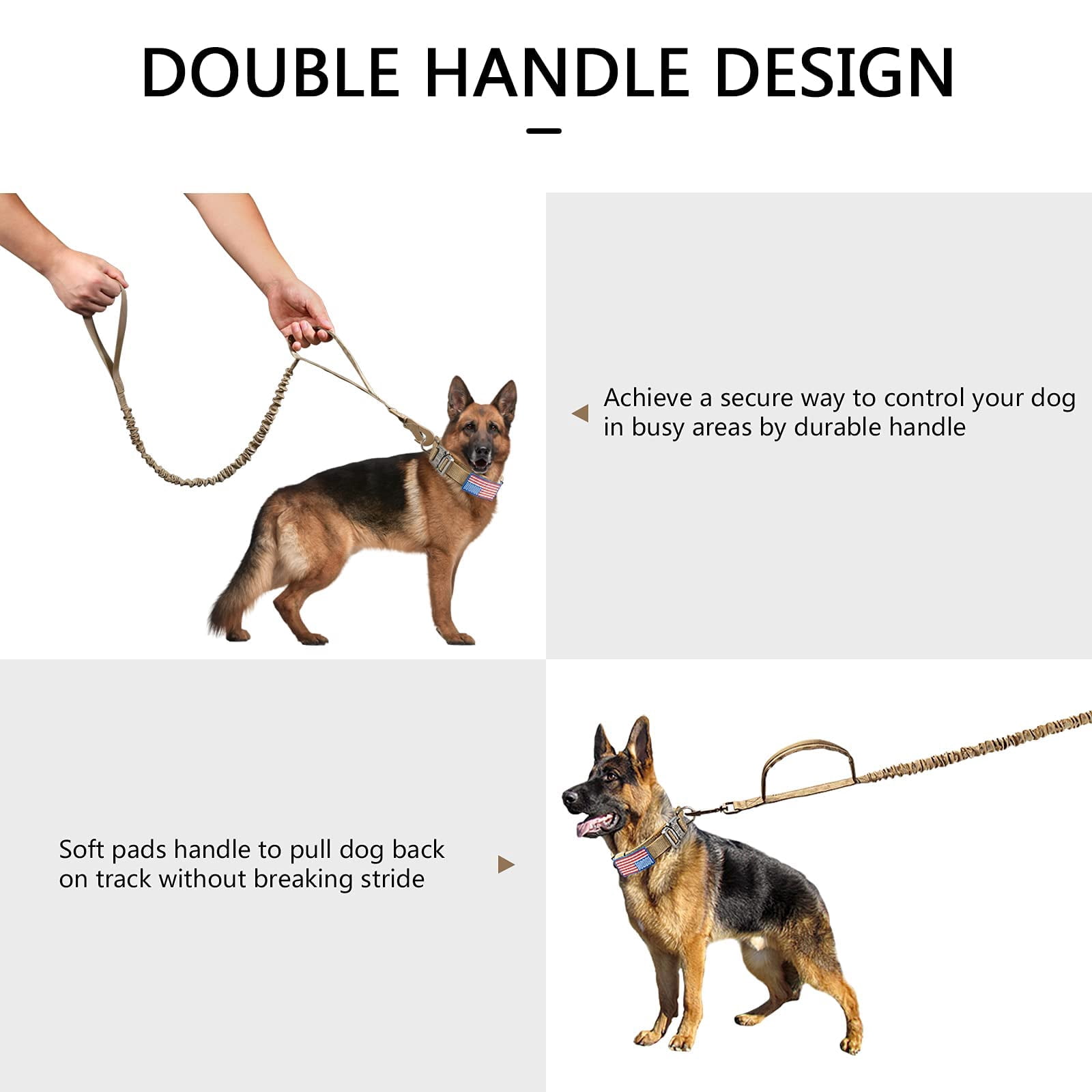 mirlewaiy Tactical Dog Collar Leash Set, Adjustable Military Training Nylon Dog Collar with Controll Handle and Heavy Metal Buckle for Medium and Large Dogs，with Patches and Airtags Case