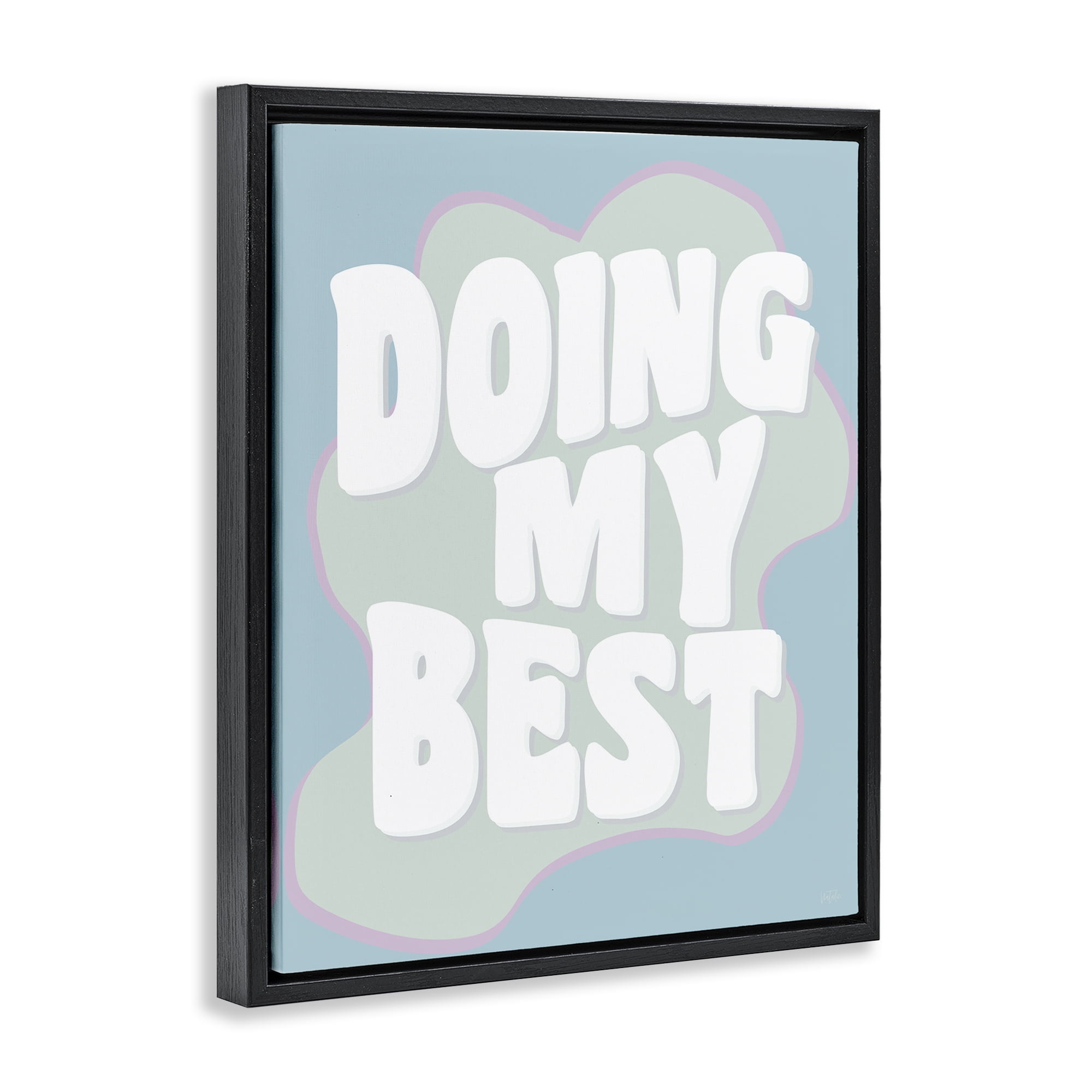 Stupell Industries Doing My Best Phrase Text & Numbers Painting Black Floater Framed Canvas Art Print Wall Art, 25 x 31