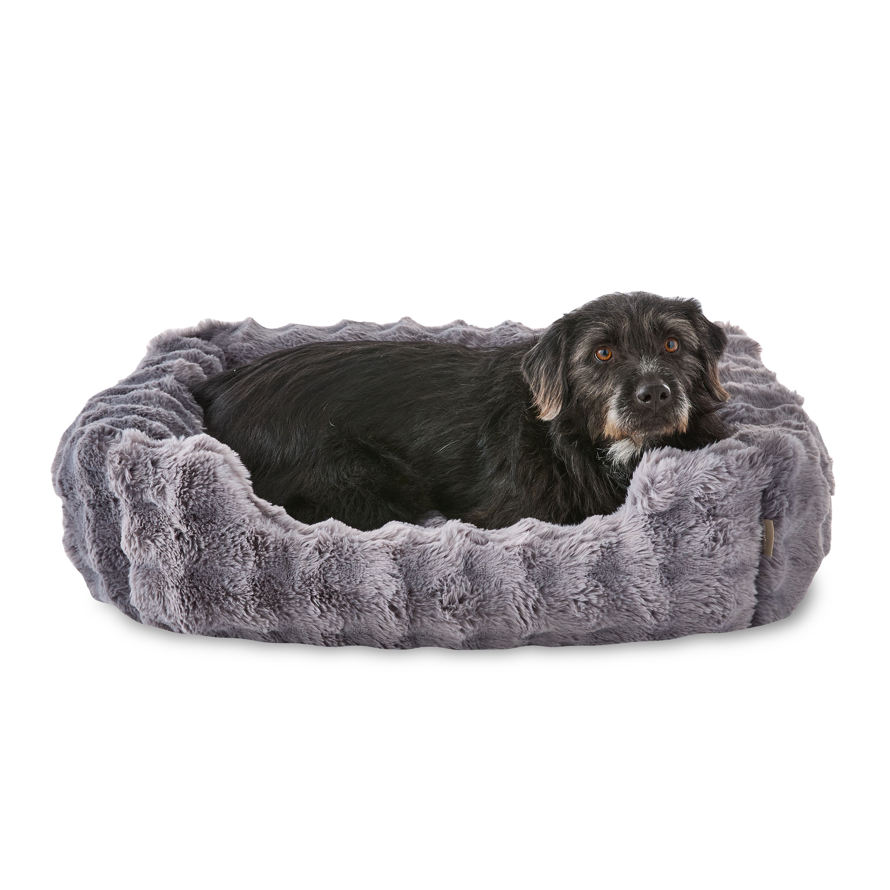 Vibrant Life Large Bubble Faux Fur Orthopedic Cuddler Pet Bed, Gray, 30" x 27"