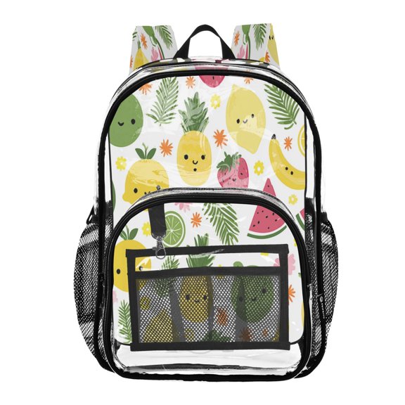 PVC Transparent Backpacks Clear Backpack for Travel and Outings Various Fruits