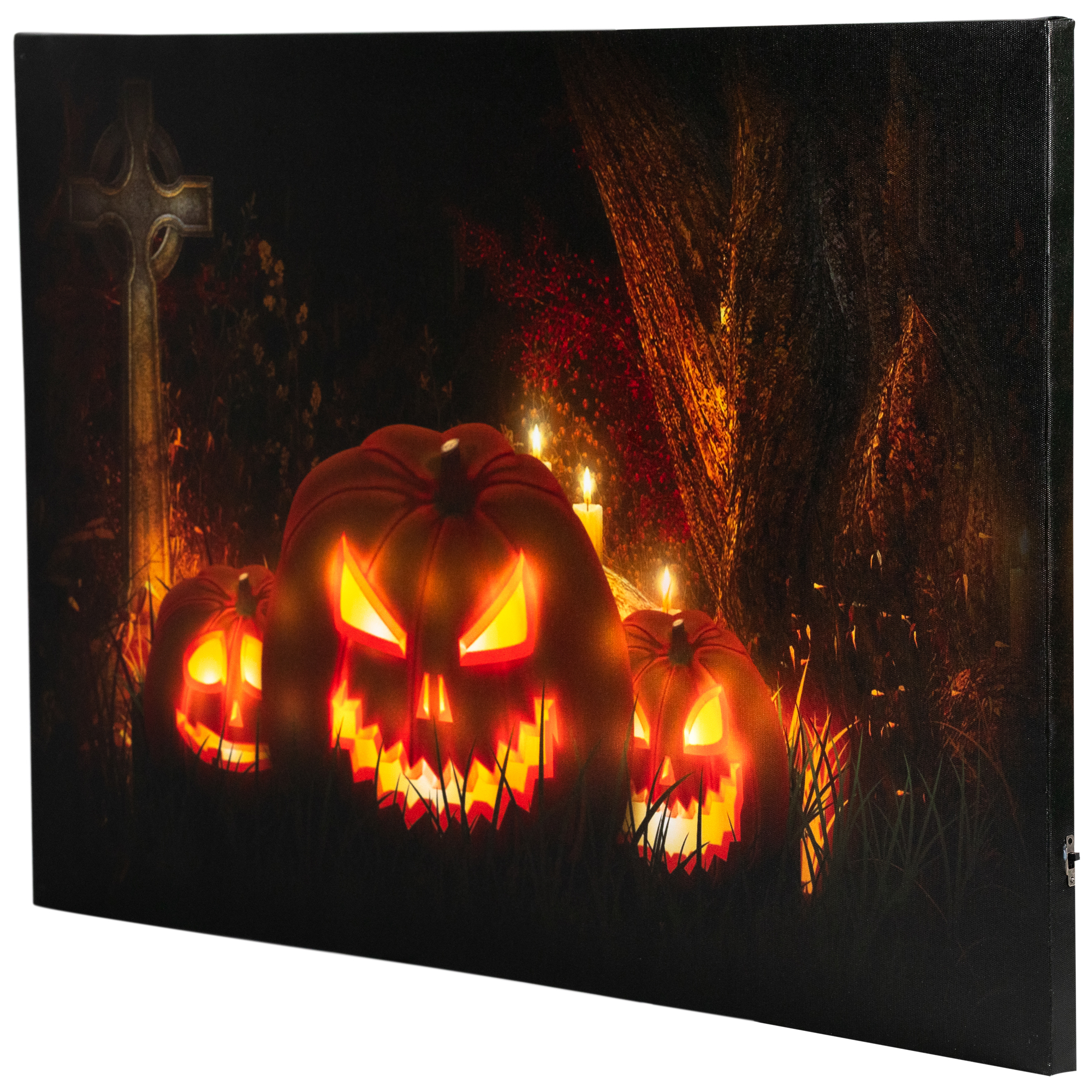 Northlight LED Lighted Jack-O-Lanterns in Cemetery Halloween Canvas Wall Art 23.5" x 15.5"