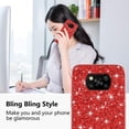 thumbnail image 2 of Compatible with Poco X3 Pro Case, Glitter Sparkly Xiaomi Poco X3 Pro Phone Case with Slim Silicone Shockproof Protective Bumper Cover for Cute Girls Women (Red), 2 of 7