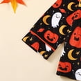 thumbnail image 6 of Wonitaaizi Halloween Pajamas Boy Girl Silk Pajamas Floral Pumpkin Ghost Long Sleeve Button Up Top Pants Pjs Sleepwear(3-4 Years,Orange), 6 of 6
