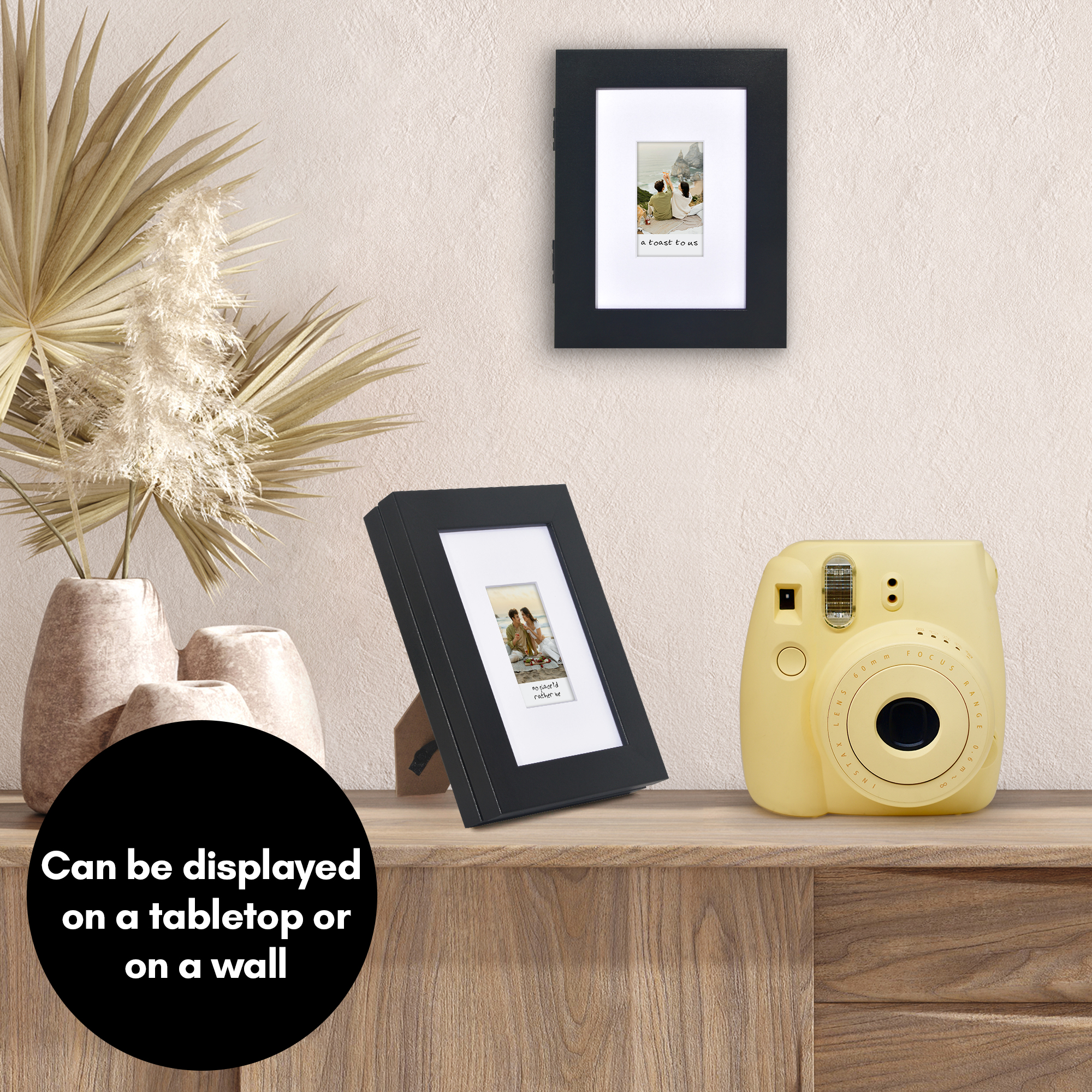 Americanflat 4x6 Picture Frame Storage with 2x3 Mat Instant Print Photos Quick Change Frames Holds Wall - Black