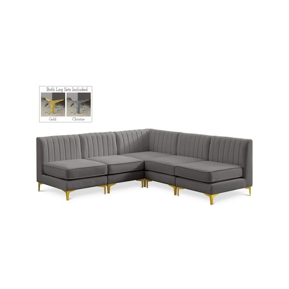 Meridian Furniture Alina Grey Velvet Modular Sectional