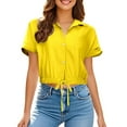 thumbnail image 1 of Chemise Courte à Manches Courtes pour Femmes avec Poche Poitrine Décontractée Plage et Blouse, 1 of 6