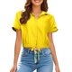 thumbnail image 1 of Camisa de manga corta con solapa y botones para mujer, top de playa con bolsillo, poliéster ligero, versátil para ocasiones informales y al aire libre, 1 of 6