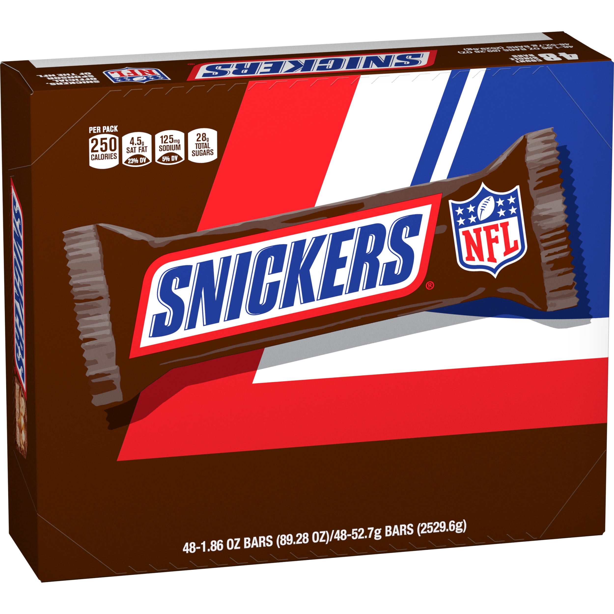 Snickers Full Size Bulk Chocolate Peanut Candy Bars - 1.86oz/48ct