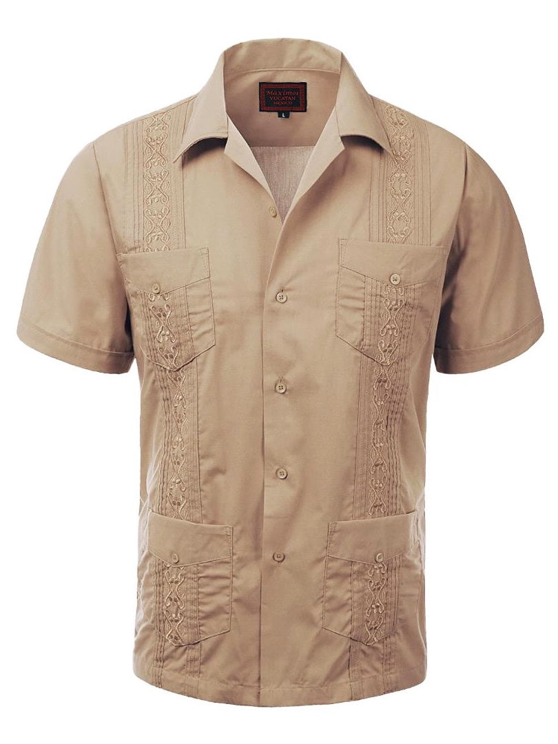 Guayabera Men's Cuban Beach Wedding Short Sleeve ButtonUp Casual Dress