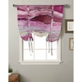 thumbnail image 2 of Rose Red Coastal Tie Up Curtains for Kitchen Bathroom Bedroom Windows 63 Inch Length,Spring Summer Ocean Beach Nautical Sea Wave Balloon Drape Curtains Shade Rod Pocket Drapery Curtain Panel,52"x45", 2 of 7