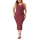 thumbnail image 2 of Vestido sin mangas de talla grande para mujer Agnes Orinda, con escote en V, casual, de punto acanalado, ajustado, color burdeos, talla 3X, 2 of 5