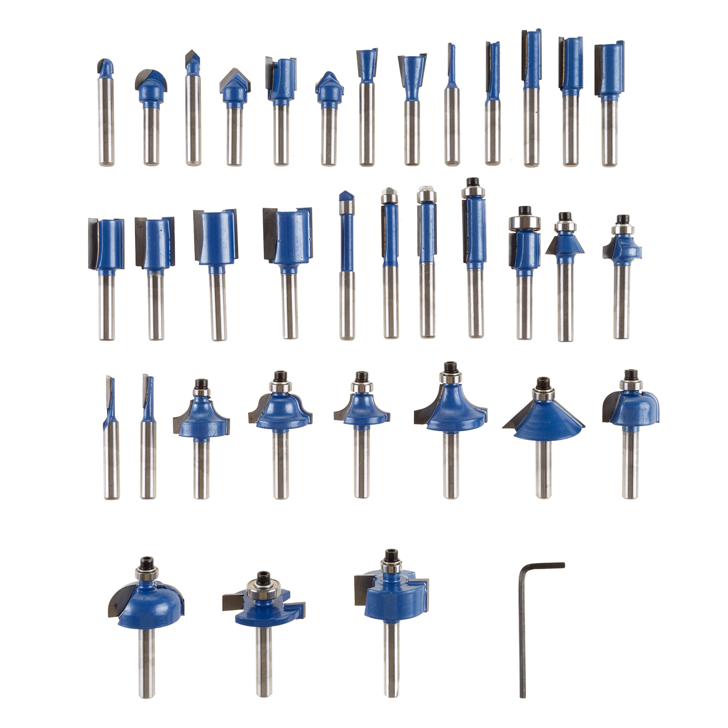 35-Piece Router Bits Set - Woodworking Tools for Wood Routers with Allen Wrench and Aluminum Carrying Case with Labeled Organization by Stalwart
