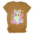 thumbnail image 5 of enyan Fashion Short Sleeve Tee Pumpkin Graphic Cute Ghost Tops Solid Casual Loose Basic T Shirt Halloween Womens Shirt Yellow,M, 5 of 5