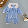 thumbnail image 5 of Efsteb Newborn Toddler Baby Girls Boys Fleece Rompers Infant Thick Winter Warm Outerwear Long Sleeve Solid Color Jumpsuit Romper (Sky Blue,12-24 Months), 5 of 6