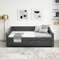 thumbnail image 3 of Sofa Bed, Twin Daybed with Trundle, Button Tufted Back and Nailhead Trim, Upholstered Sofa Bed, 3 of 8