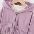 thumbnail image 5 of Girls Pink Corduroy Jacket Cropped Hooded Zip-up Lightweight Fall Outerwear,Size 4 T, 5 of 9