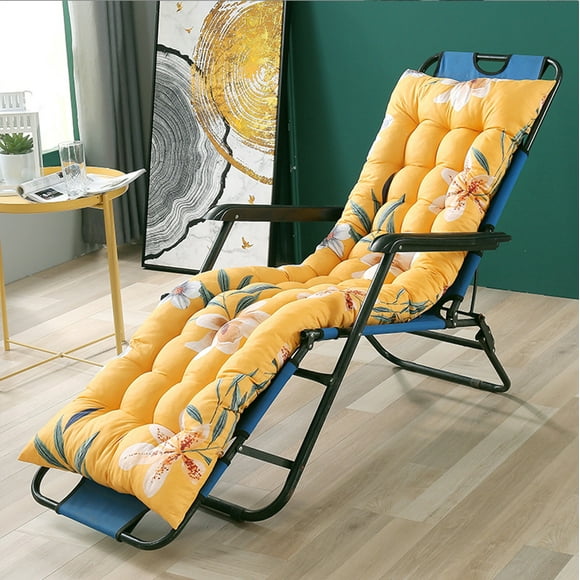 TopLLC Chaise Lounge Cushions, 47"x19" Floral Pattern Padded Rocking Chair Cushion with Ties, Soft Breathable Non-Slip Recliner Cushion Extra Large Seat Cushion for Patio Garden Indoor Outdoor