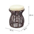 thumbnail image 5 of Milan Handmade Natural Rattan Wicker Ottoman Stool Vanity Bedroom Fully Assembled, Dark Brown, 5 of 7