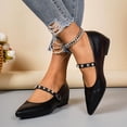 thumbnail image 6 of Womens Mary Jane Shoes with Low Wedge Heel - Pointed Toe Rhinestone Ankle Strap Pumps for Women, Comfortable Dress Shoes for Work & Wedding, Black,Size 6.5, 6 of 8