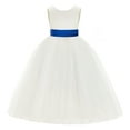 thumbnail image 2 of Ekidsbridal Ivory V-Back Satin Flower Girl Dresses with Pretty Colored Sash for Toddlers Formal Photoshoot Birthday Party Gown 219T 6, 2 of 3