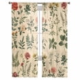 thumbnail image 2 of Vintage Botanical Semi Sheer Curtains 72 Inch Length 2 Panels Set, Boho Plants Wildflower Mushroom Leaf Sheer Kitchen Curtain Privacy Voile Window Curtain for Living Room Bedroom Rod Pocket Drapes, 2 of 7