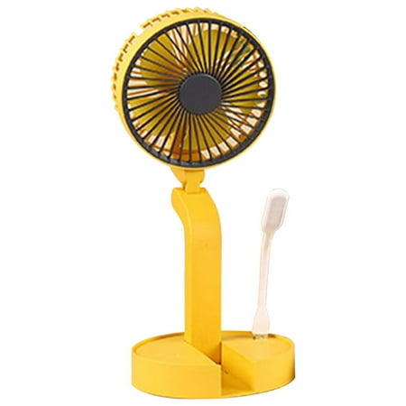 

Pompotops Cooling Folding Retractable Fan With LED Lights Mini Fan Portable Small Usb Rechargeable Fan Outdoor Yellow