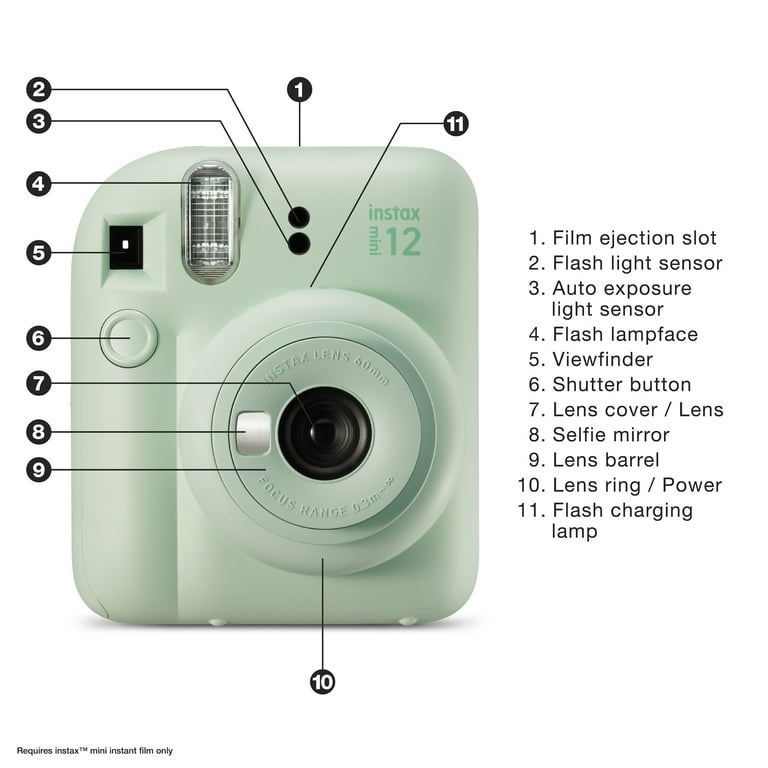 富士フイルム - 新品 instax mini 12 本体 MINT GREEN  フィルム付 Fujifilm Instax Mini 12 Instant Film Camera | Mint Green