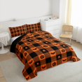 thumbnail image 3 of Feelyou Pumpkin Bat Animal Twin Comforter Sets, Patchwork Buffalo Bedding Set, 2 Pieces, 3 of 8
