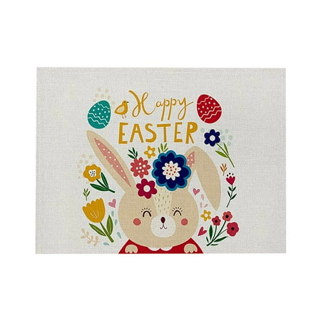 

Yedhsi 1PC Easter Kitchen Waterproof Insulation Cotton And Linen Western Placemat Place Mats