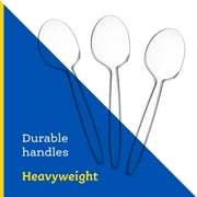 PLASTICPRO Clear Plastic Soup Spoons Heavy Duty Disposable Silverware, 200-Pack