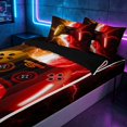 thumbnail image 2 of meiyoeat Neon Lightning Gamer Zipper Full Size Comforter Sets with Fitted Sheet and 2 Pillowcases for Teens Boys, Electric Orange Red Gaming Zipper Bedding Set, Black Reversible, 2 of 6