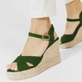 thumbnail image 5 of FSJ Women Peep Round Toe Espadrille Wedge High Heels Cross Strap Buckled Platform Sandals Summer Date Casual Dress Shoes Size 10.5 Green, 5 of 5