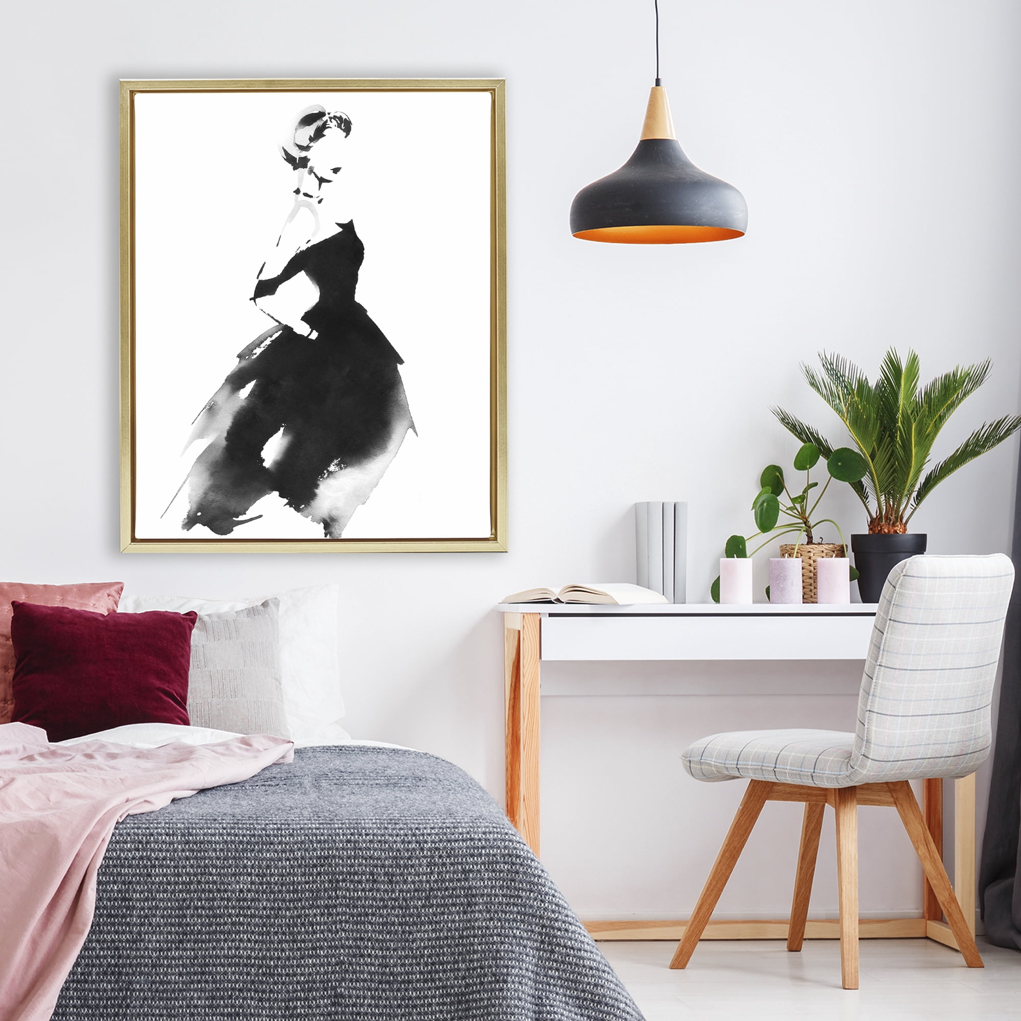Stupell Industries Shadow Waltz Silhouette Gold Framed Floater Canvas Wall Art, design by Svetlana Aleynikova
