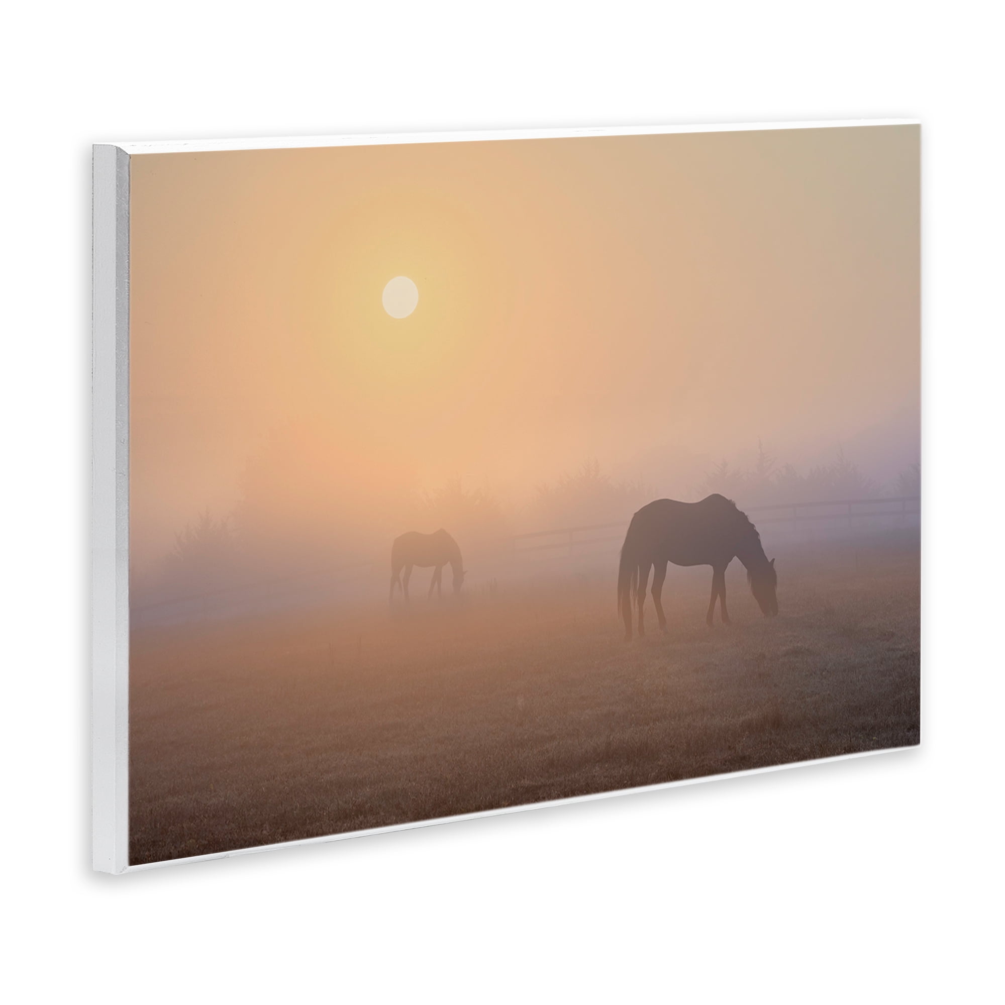Stupell Industries Misty Sunlit Horses Landscape & Nature Photography Unframed Art Print Wall Art, 19 x 13