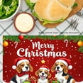 thumbnail image 3 of JOOCAR Merry Christmas Beagle Dogs Holiday Design Linen Table Mats Set of 4 for Home Kitchen Table Decor 12x18 inch, 3 of 5