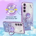 thumbnail image 3 of (3in1 for Samsung Galaxy S23 FE Case for Women Girls Glitter Girly Cute Bling Flowers Purple Phone Cases with Ring Stand Design Sparkle Floral Shiny Pretty Cover for Samsung S23 FE 5G 6.4'', 3 of 6