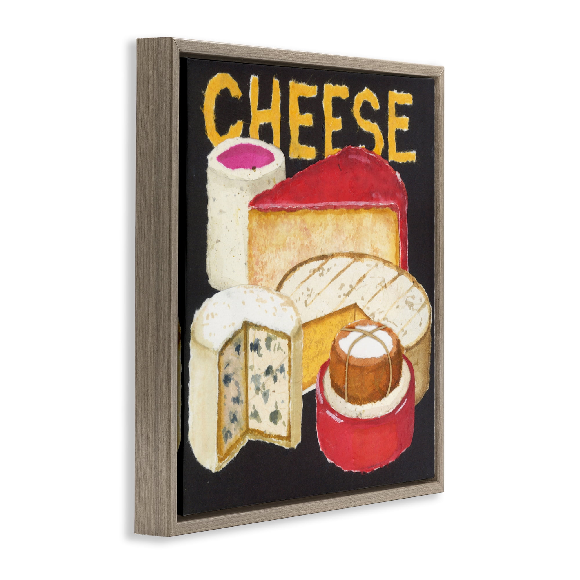 Stupell Industries Assorted Cheese Wheels Brown Framed Floater Canvas Wall Art, design by Nancy Overton