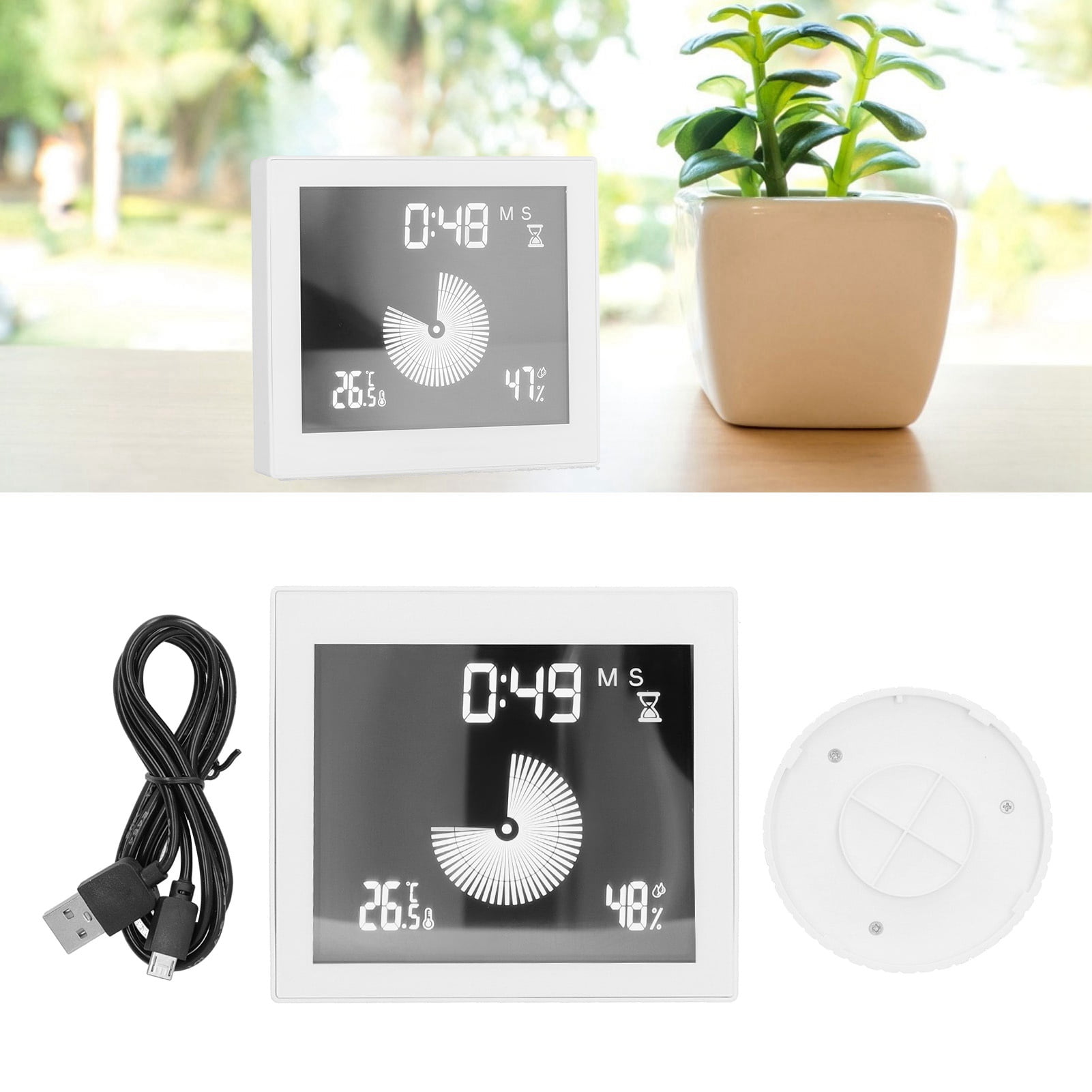 Riousery Digital Bathroom Thermometer Hygrometer with Large Backlight LCD Display and Countdown Timer, IP65 Waterproof Touchscreen Weather Station, White (7.48 inches / 19.0 cm)