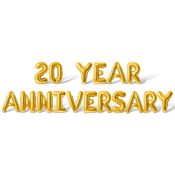 Letter Balloons - 20 YEAR ANNIVERSARY 16" Inch Alphabet Letters Foil Mylar Balloon 20th Anniversary Party Banner (Gold)