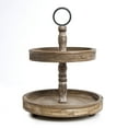 thumbnail image 1 of Hallops Wood 2 Tiered Tray | Rustic Farmhouse Decor | Rustic Serving Cake Stand | Galvanized Kitchen Table | Fall Decor | Food and Party Display(Brown), 1 of 2